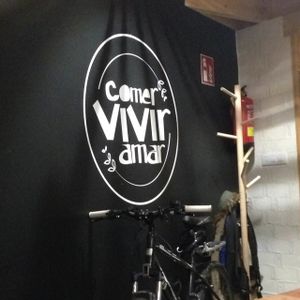 restaurant wall at A Factoria Verde in A Coruna