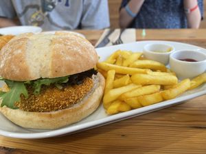  Chick’n sandwich (crispy burger on menu) - really good  at A Factoria Verde in A Coruna