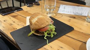 Vegan burguer with vegan egg   at A Factoria Verde in A Coruna