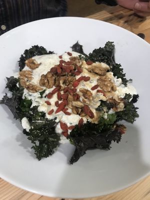 Kale, goji berries, coconut yoghurt and walnuts at A Factoria Verde in A Coruna