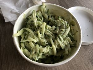 Raw Zucchini noodles with cashew Alfredo  at Plant Wise in Dix Hills