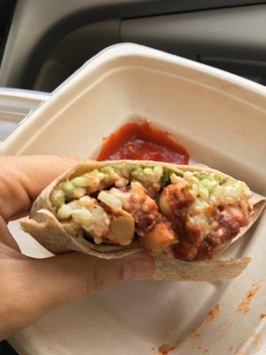 Mash up (beans, avo, cashew sour cream, rice, hot sauce)  at Plant Wise in Dix Hills