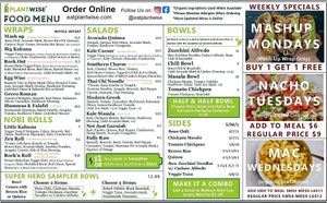 I didn't take pictures of the food so here's the menu at Plant Wise in Dix Hills