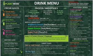 Drink menu (forgot to take pictures of the drinks) at Plant Wise in Dix Hills