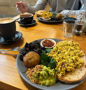 Big breakfast made vegan  at Wild Thyme Cafe in Bright