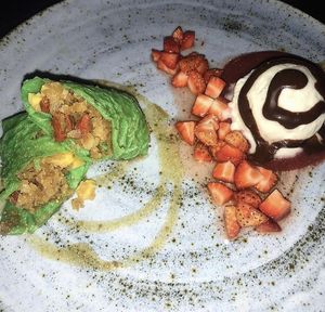 Goji berry filled crepe w/ vanilla ice cream  at Moksa in Ubud