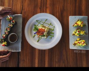 Raw Maki Nori + Living Lasagna + Avocado Bruschetta   at Moksa in Ubud