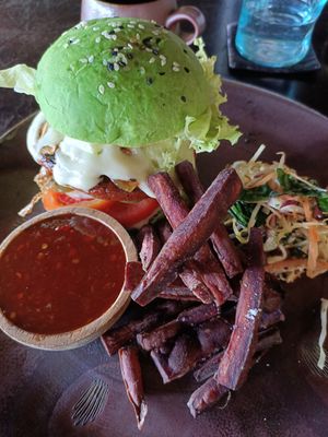 Vegan burger at Moksa in Ubud