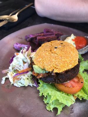 Vegan burger  at Moksa in Ubud