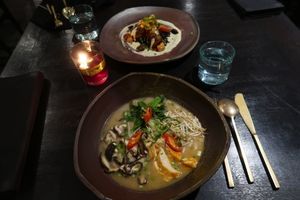 Vegan Miso Noodle And some amazing dish I don’t remember the name  at Moksa in Ubud