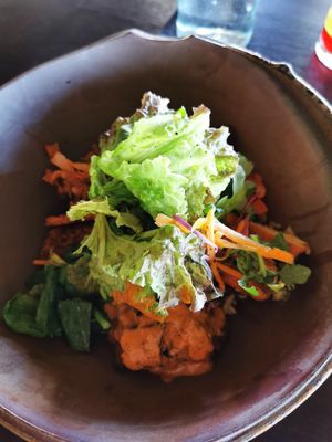 One of their healthy bowls - delicious! Especially the eggplant! at Moksa in Ubud