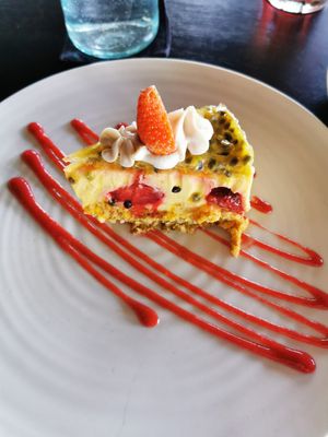 Passion fruit cheesecake - heaven on a plate! at Moksa in Ubud
