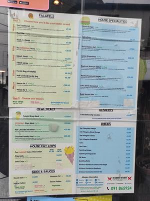 Menu at The Gourmet Offensive in Galway