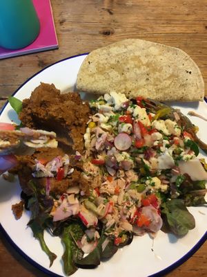 Sorry I started eating the “phish” bowl before I remembered to take a photo! Cauliflower ceviche and beans! at The Gourmet Offensive in Galway