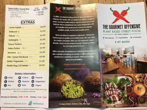 Paper menu side B at The Gourmet Offensive in Galway