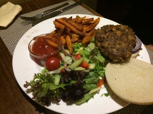 Vegan burger  at The Black Horse in Endon