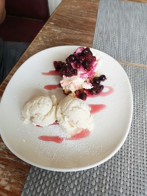 Cheesecake and icecream at The Black Horse in Endon