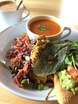 Sweet Beat 3-in-1 ... with the super salads, mug of soup, and the Avo Toast. at Sweet Beat Cafe in Sligo