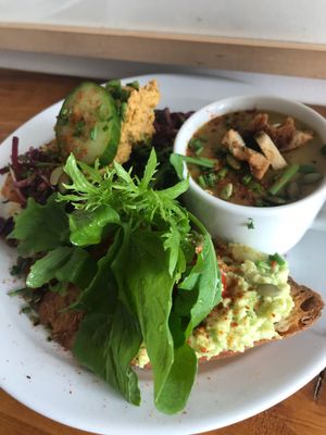 Sweet Beat’s 3-in-1 super salad, soup and avocado toast. at Sweet Beat Cafe in Sligo
