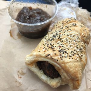 Sausage roll with chutney. at Sweet Beat Cafe in Sligo