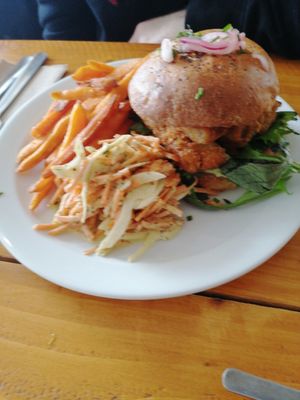 Vegan fried Chick'n Burger at Sweet Beat Cafe in Sligo