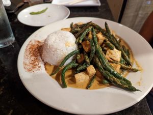 Hurricane Tofu! The coconut milk sauce is killer at Lemon Grass Fusion Bistro in Columbus
