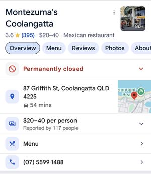   at Montezuma's in Coolangatta