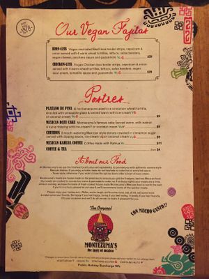Veg Menu 🍍 at Montezuma's in Coolangatta