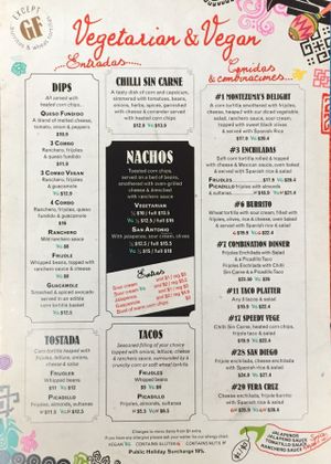 Montezuma's Vegetarian & Vegan Menu  at Montezuma's in Labrador