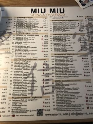 Snapshot of the menu with the veggie and vegan options listed! at MIU MIU in Achern