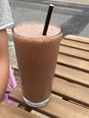 Chocolate and raspberry milkshake  at Copperhouse Chocolate in North London