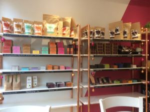 The shelves inside at Copperhouse Chocolate in North London