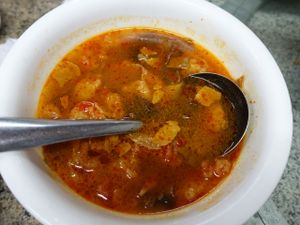 spicy soup at Lanmadaw Vegetarian Restaurant in Yangon