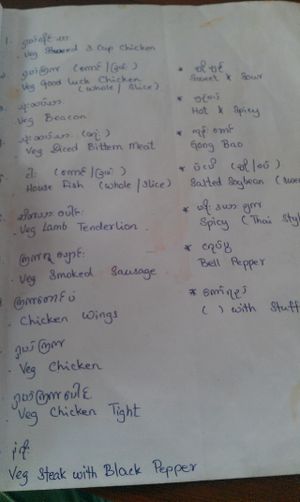 English menu page 2 at Lanmadaw Vegetarian Restaurant in Yangon