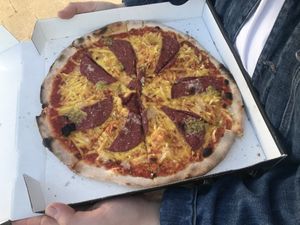 Vegan salami at Pizzeria Kleinhaus in Dusseldorf