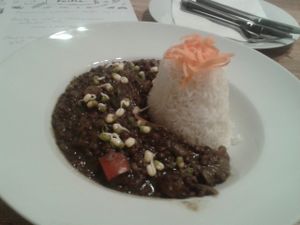 Black lentils with rice at Pastva in Prague