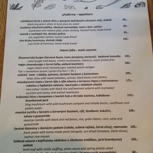 Menu in English  at Pastva in Prague
