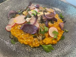 Squash risotto at Pastva in Prague