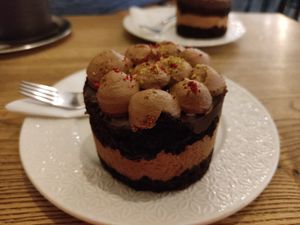 Chocolate cake at Pastva in Prague