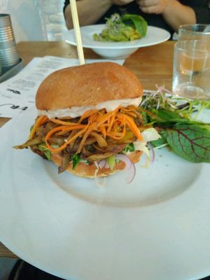 jackfruit burger at Pastva in Prague