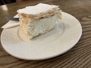 Cream ‘cake’ which was pastry with yummy sweet cream inside   at Pastva in Prague