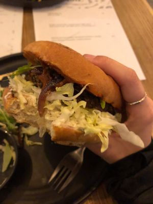 Lentil burger at Pastva in Prague