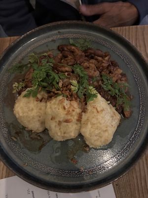 Cabbage and potato dumplings  at Pastva in Prague