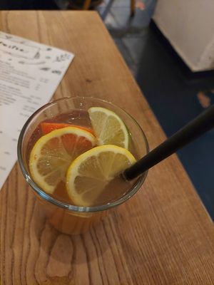 Homemade kombucha at Pastva in Prague