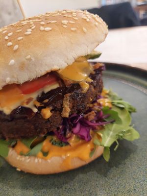 Soy Burger at Pastva in Prague