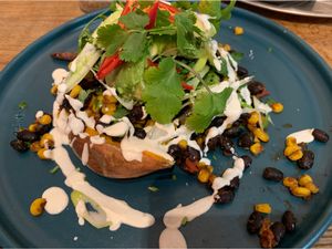 Sweet potato with black beans at Pastva in Prague