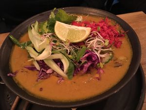 thai peanut ramen at Pastva in Prague