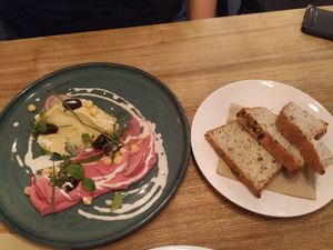 Hummus with bread (115,-) according to my friend not good spiced at Pastva in Prague