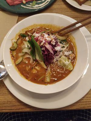 Peanut Ramen (190,-) relatively big portion, a little spicy, tastes good at Pastva in Prague