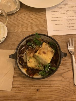 Eggplant and Mushroom ragu- so delicious! at Pastva in Prague